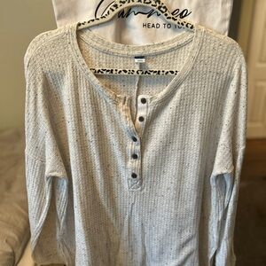 Old Navy Gray Button Down Shirt Ribbed Style